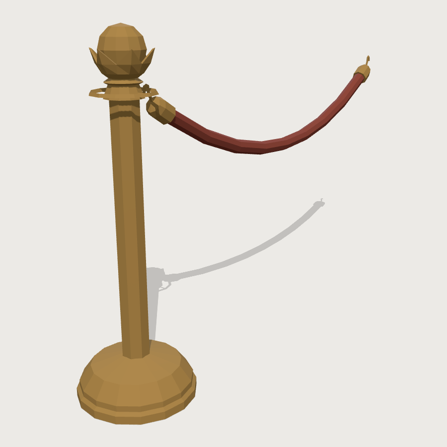 Velvet Rope Stanchion low-poly 3D model