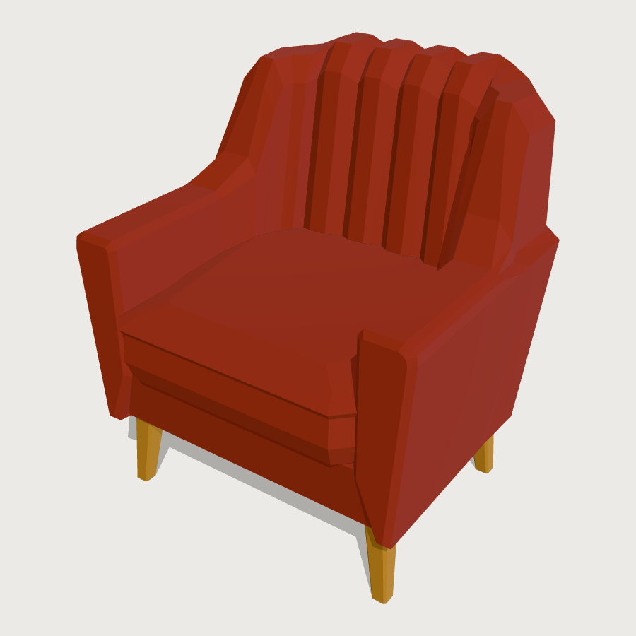 Velvet Tub Chair low-poly 3D model