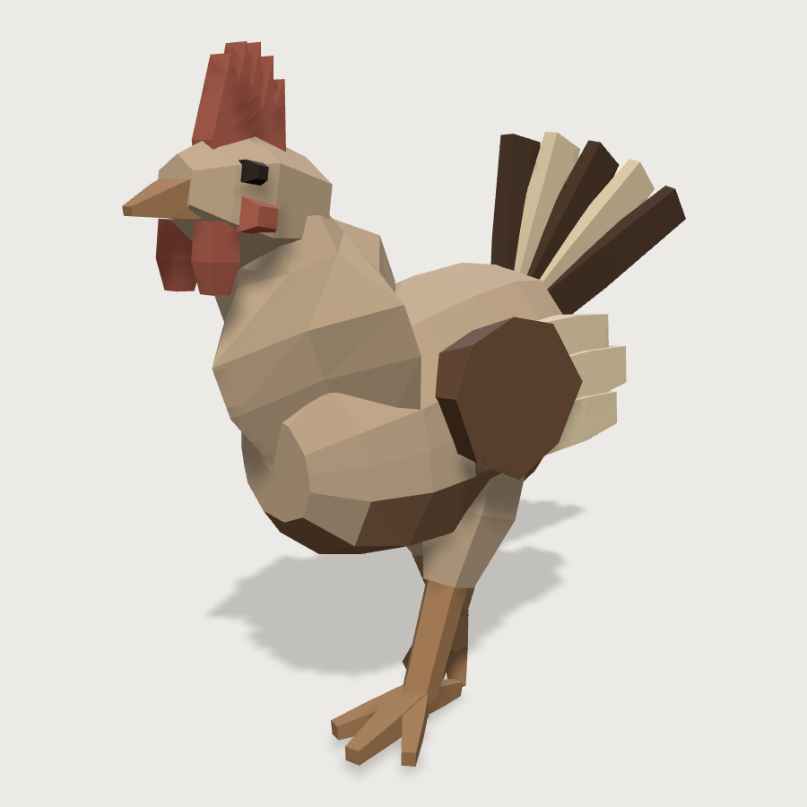 Village Chicken low-poly 3D model