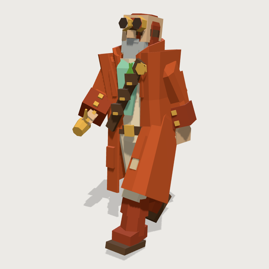 Village engineer low-poly 3D model