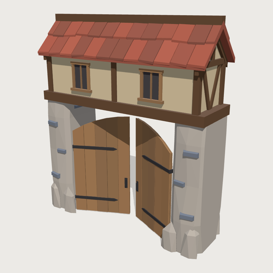 Village Gatehouse low-poly 3D model
