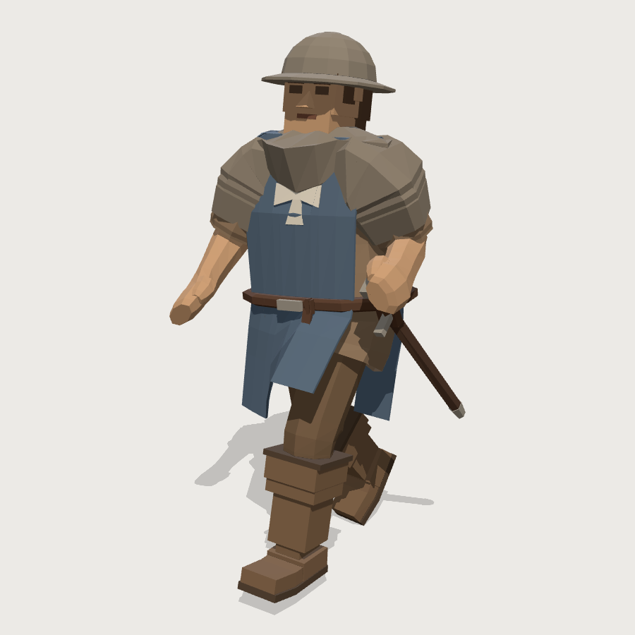 Village Guard low-poly 3D model