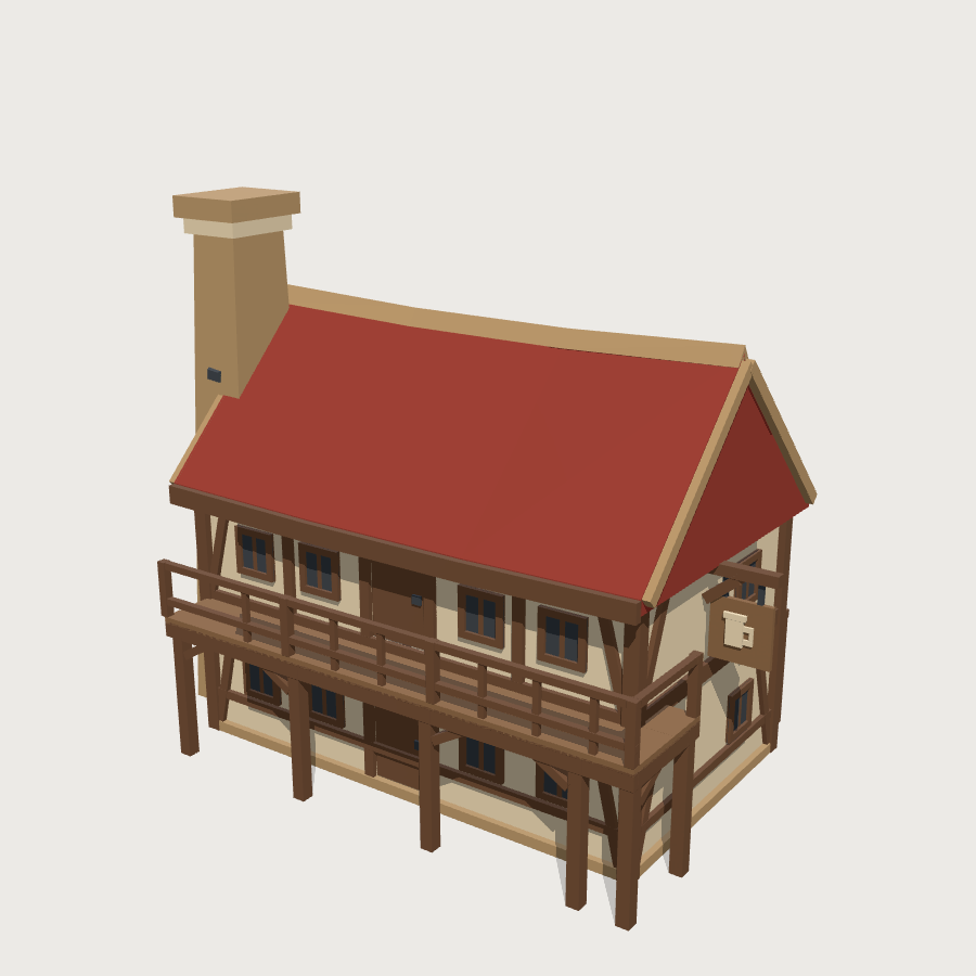 Village Tavern low-poly 3D model