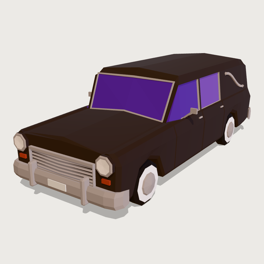 Vintage Hearse low-poly 3D model