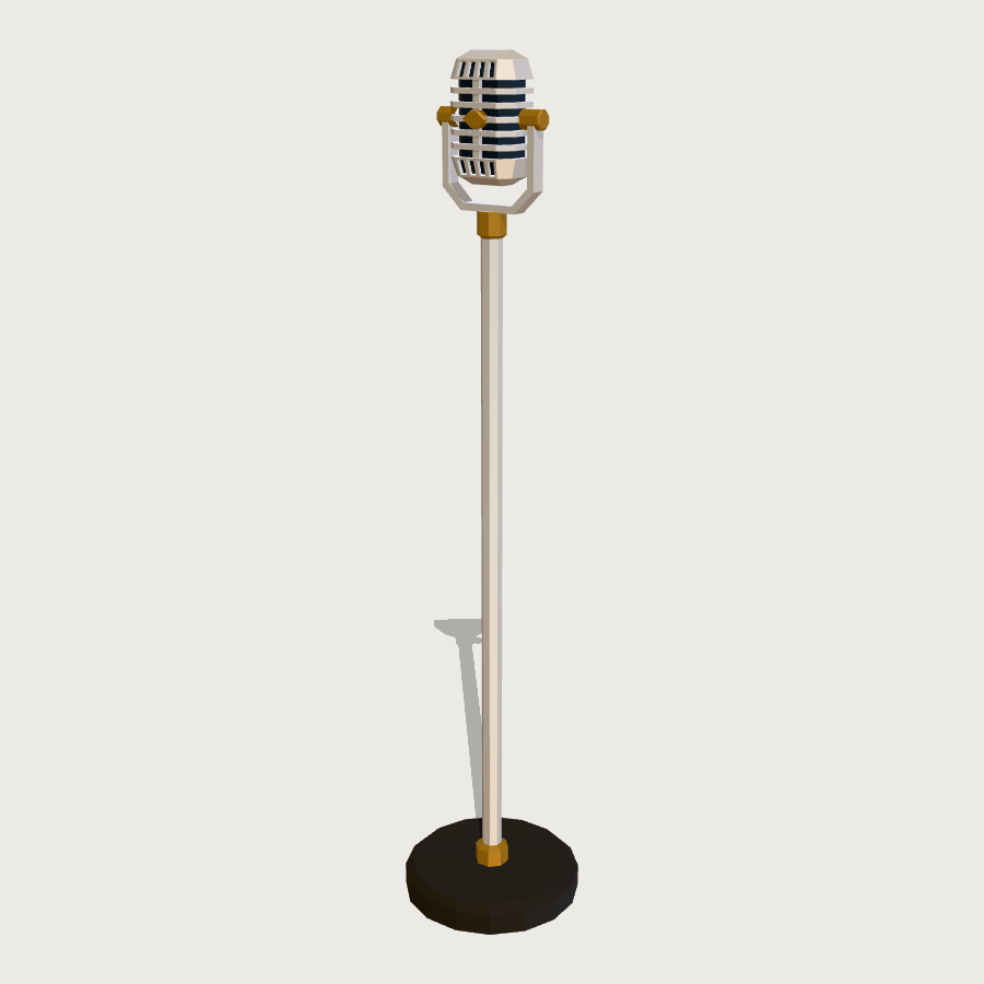 Vintage Microphone Stand low-poly 3D model