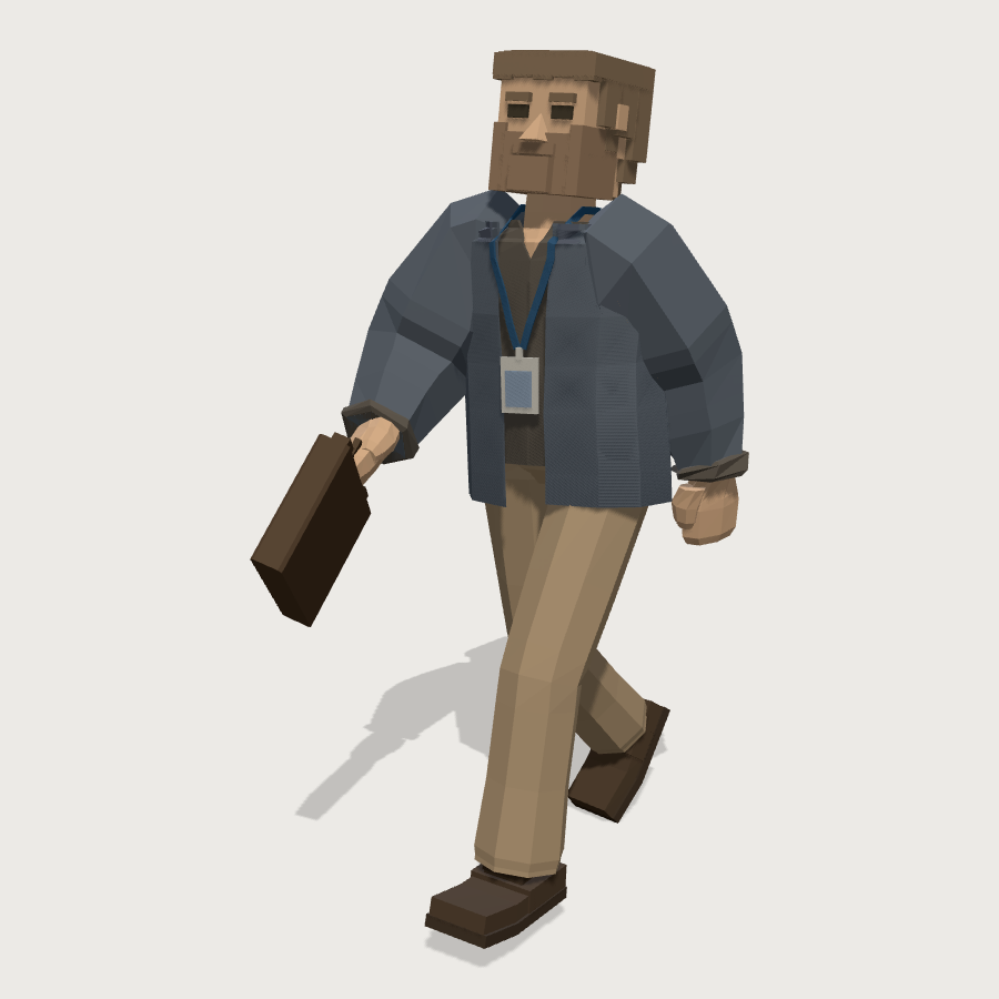 Visitor With Badge low-poly 3D model