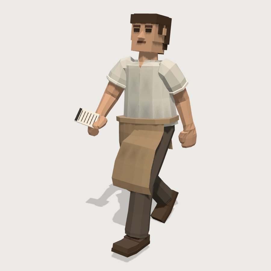 Waiter low-poly 3D model