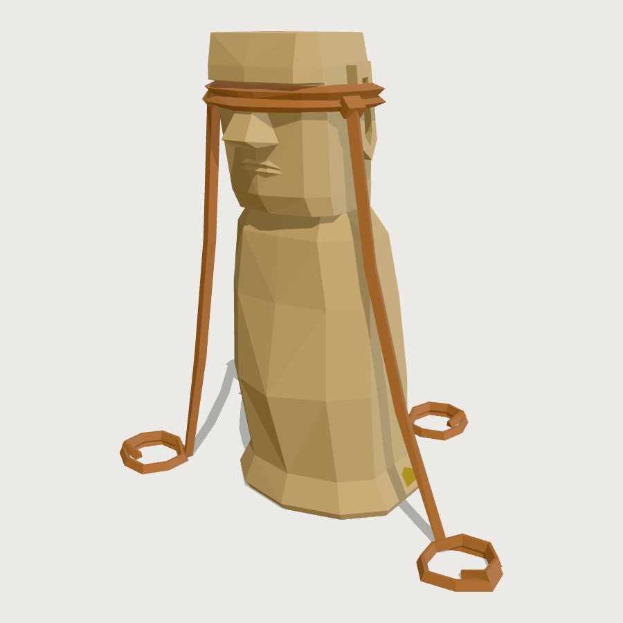 Walking Moai on Ropes low-poly 3D model