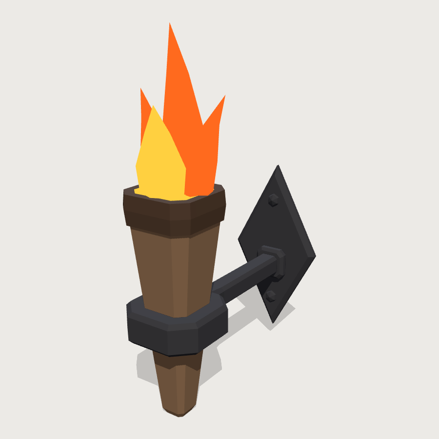 Wall Torch Sconce low-poly 3D model