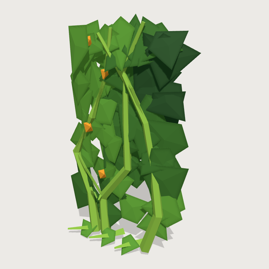 Wall vine curtain low-poly 3D model