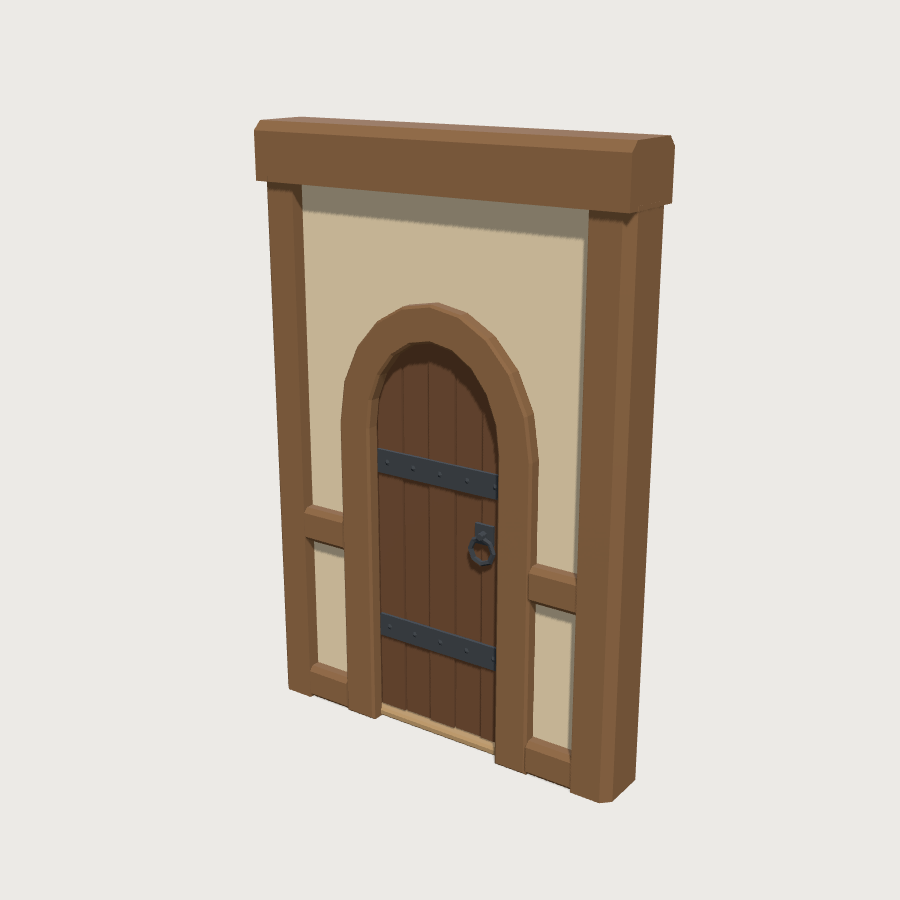 Wall with Door low-poly 3D model