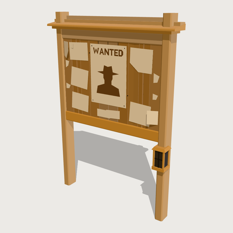 Wanted Poster Board low-poly 3D model