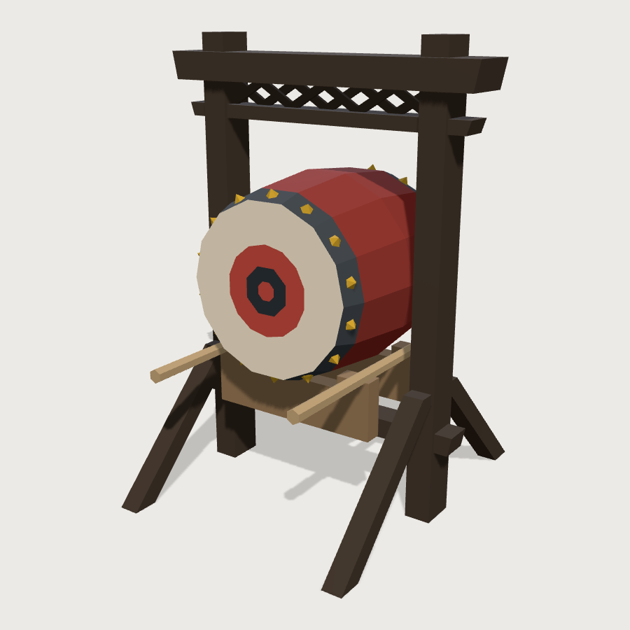 War Drum On Stand low-poly 3D model