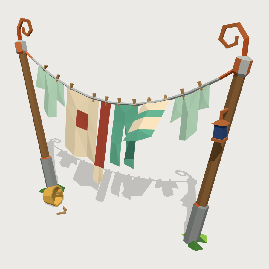 Washing line low-poly 3D model