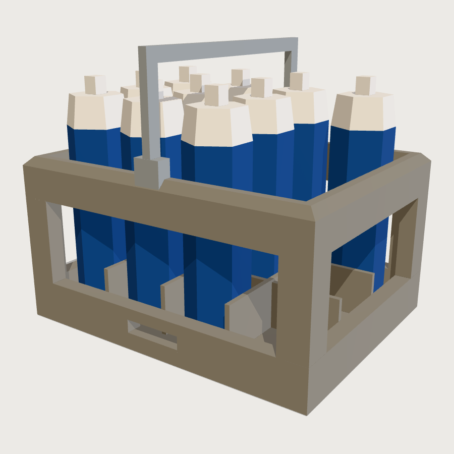 Water Bottle Crate low-poly 3D model