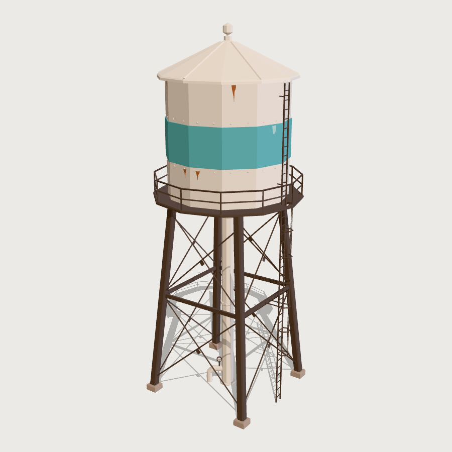 Water Tower low-poly 3D model