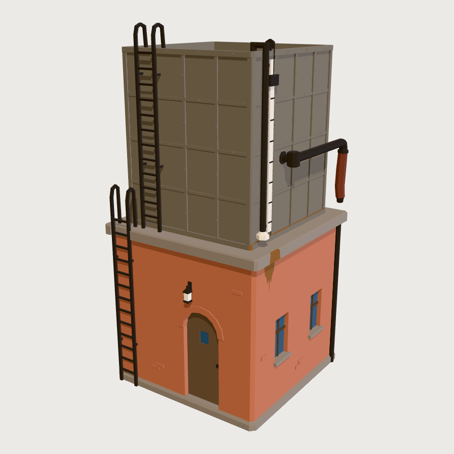 Water Tower low-poly 3D model