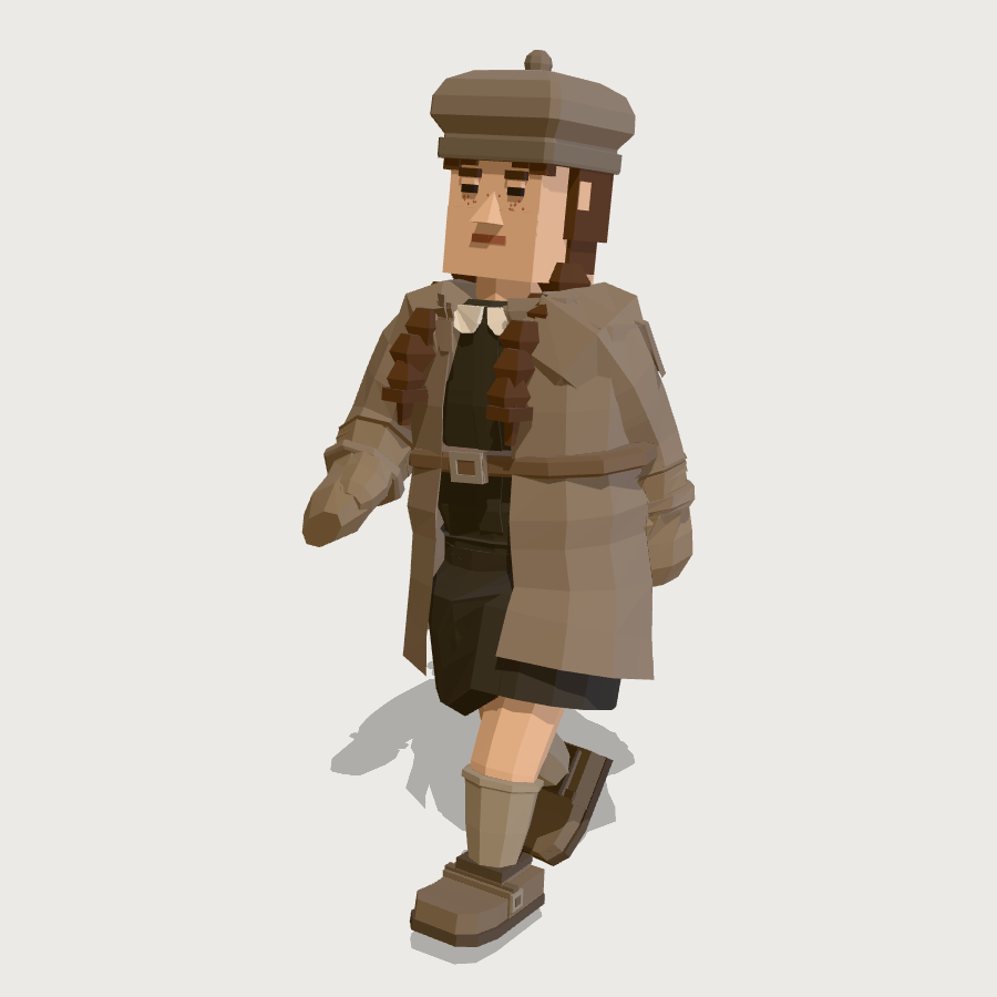 Waving Child low-poly 3D model