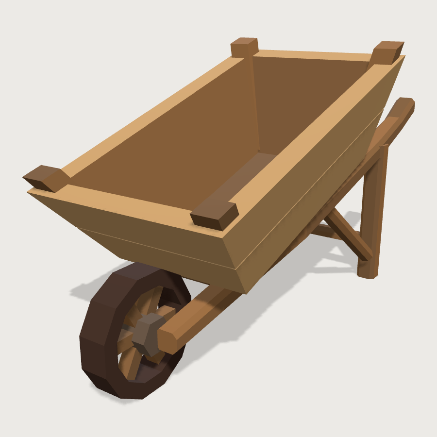 Wheelbarrow low-poly 3D model