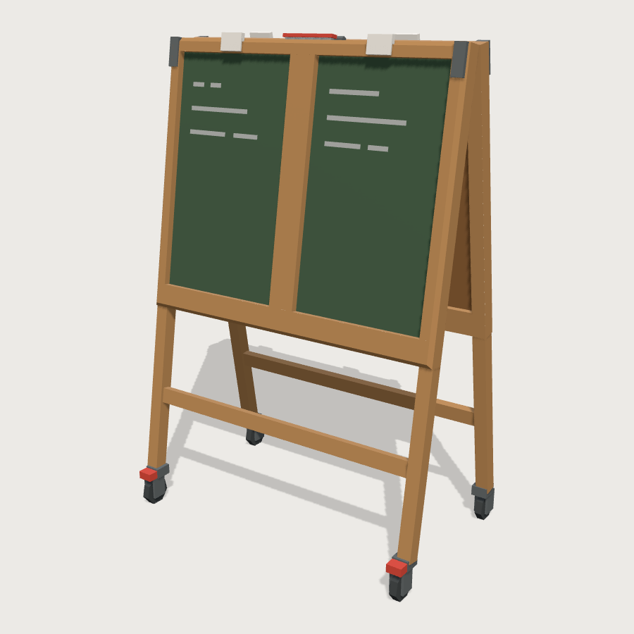 Wheeled Easel Board low-poly 3D model