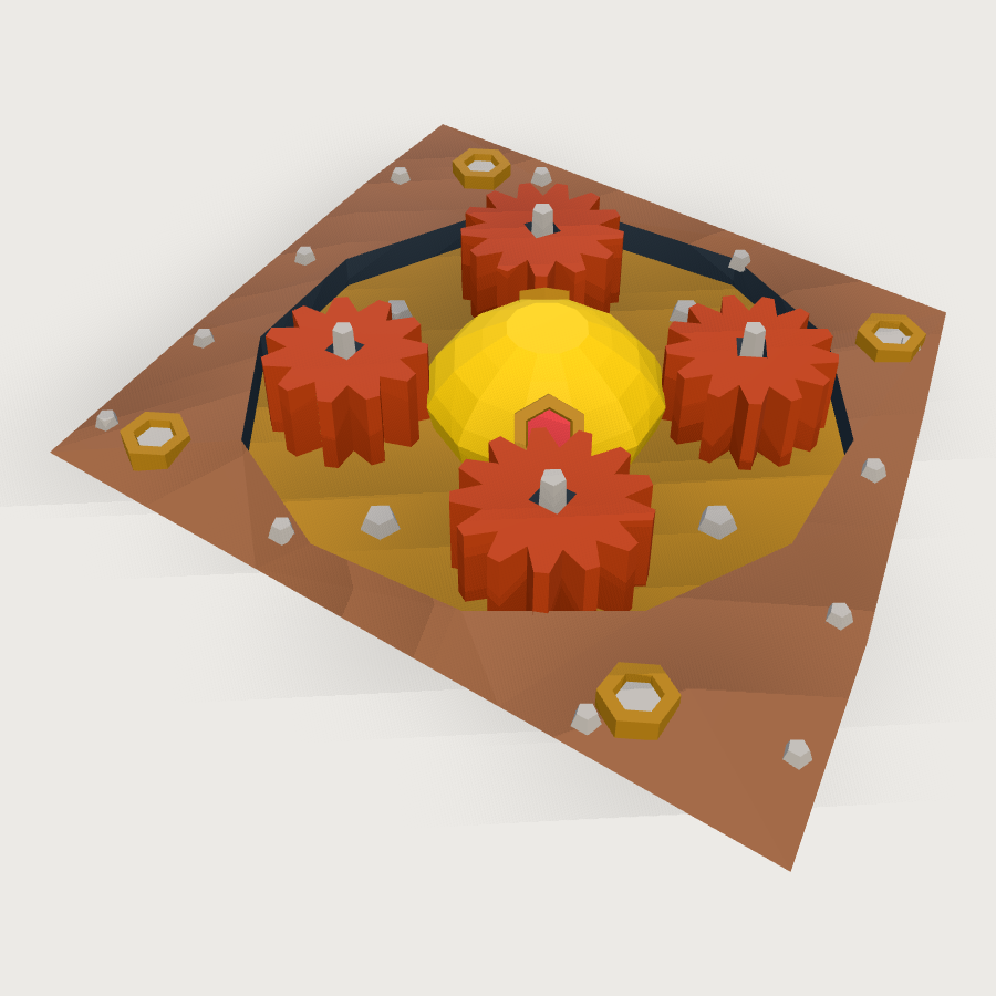 Whimsical Gear Hub low-poly 3D model
