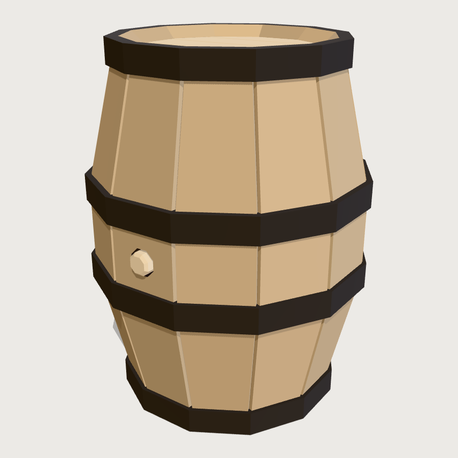Whiskey Barrel low-poly 3D model