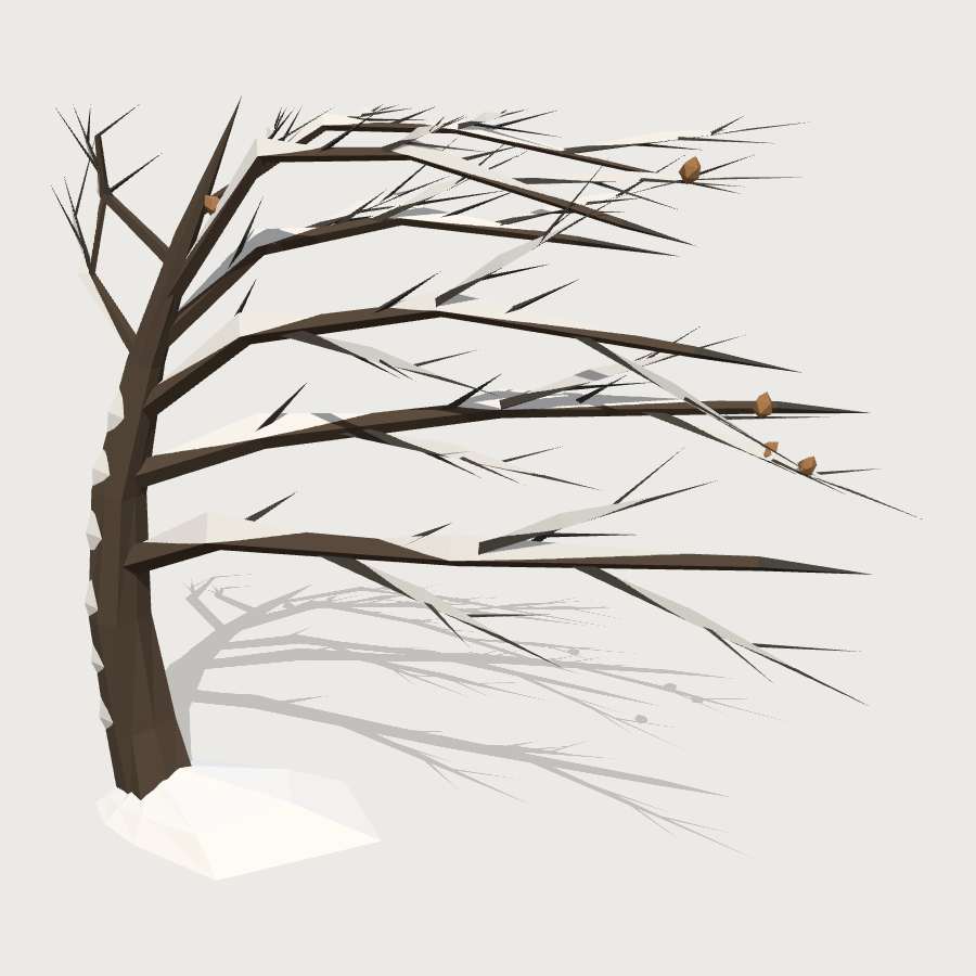 Windblown Larch low-poly 3D model
