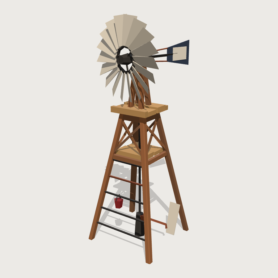 Windmill Pump low-poly 3D model