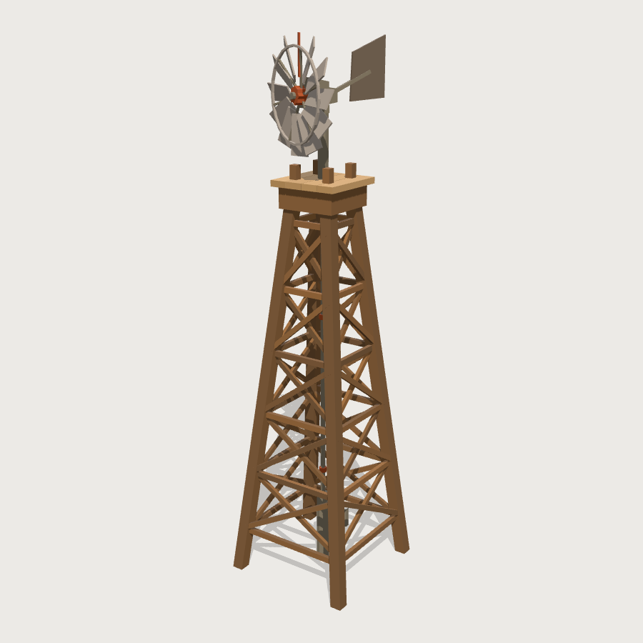 Windpump Tower low-poly 3D model