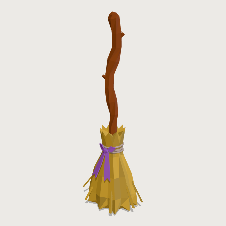 Witch's Broom low-poly 3D model