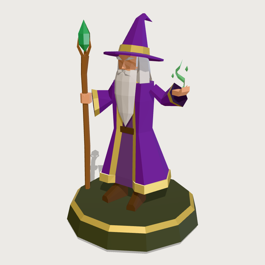 Wizard Miniature low-poly 3D model
