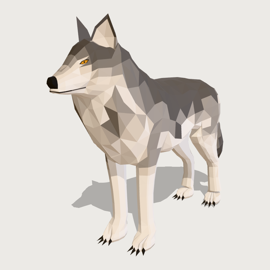 Wolf low-poly 3D model