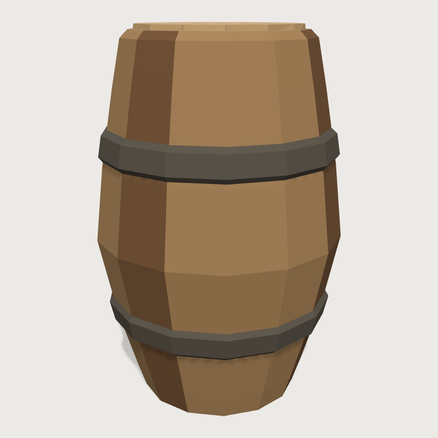 Wooden Barrel low-poly 3D model