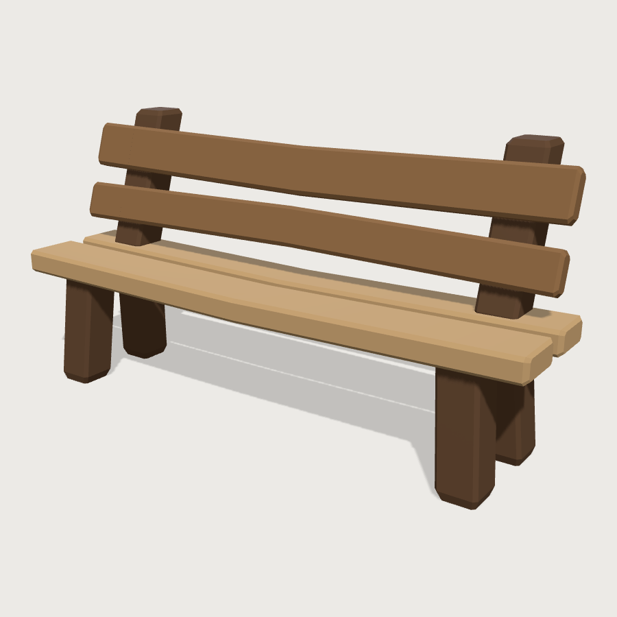 Wooden Bench low-poly 3D model