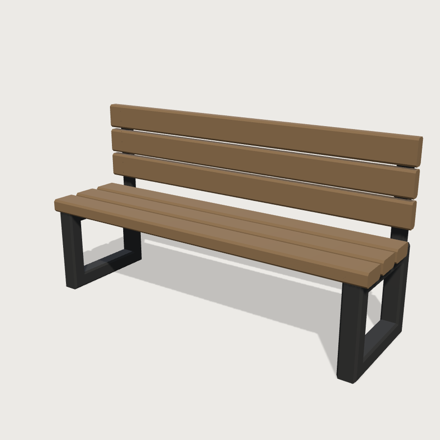 Wooden Bench low-poly 3D model
