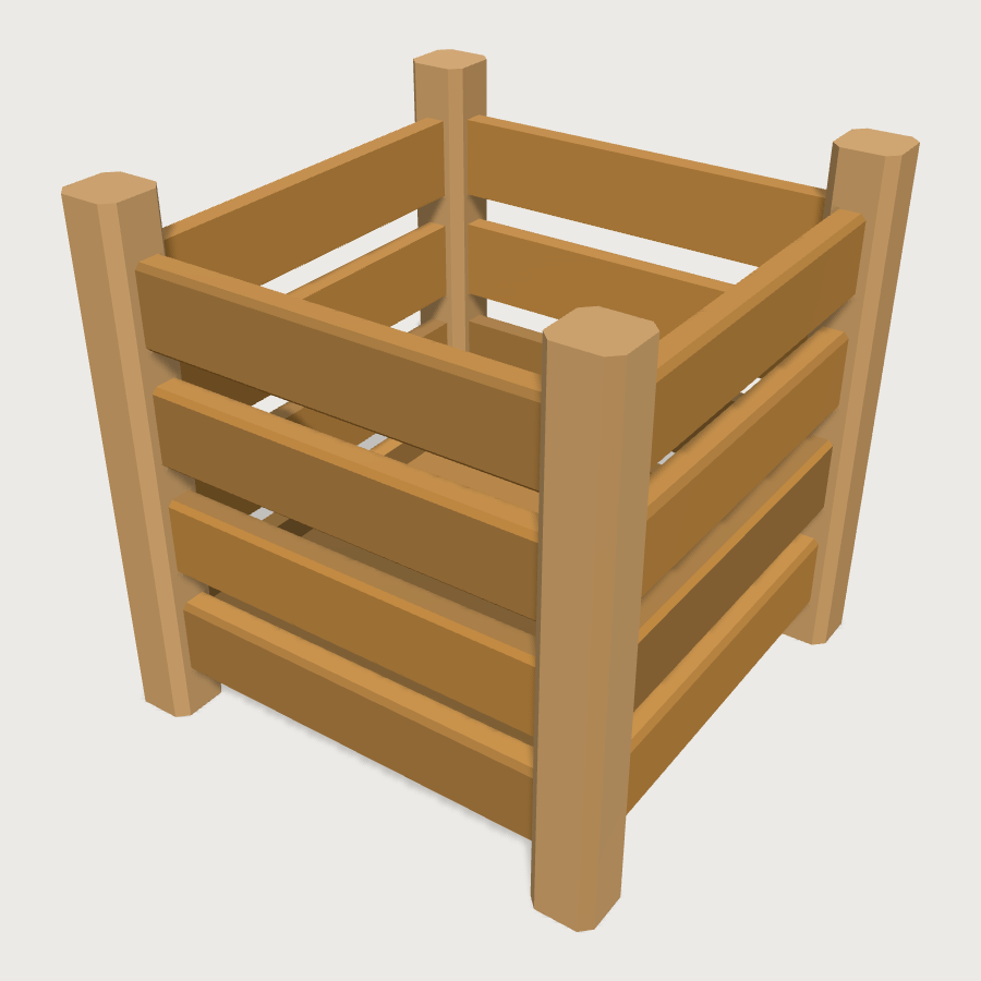 Wooden Crate low-poly 3D model
