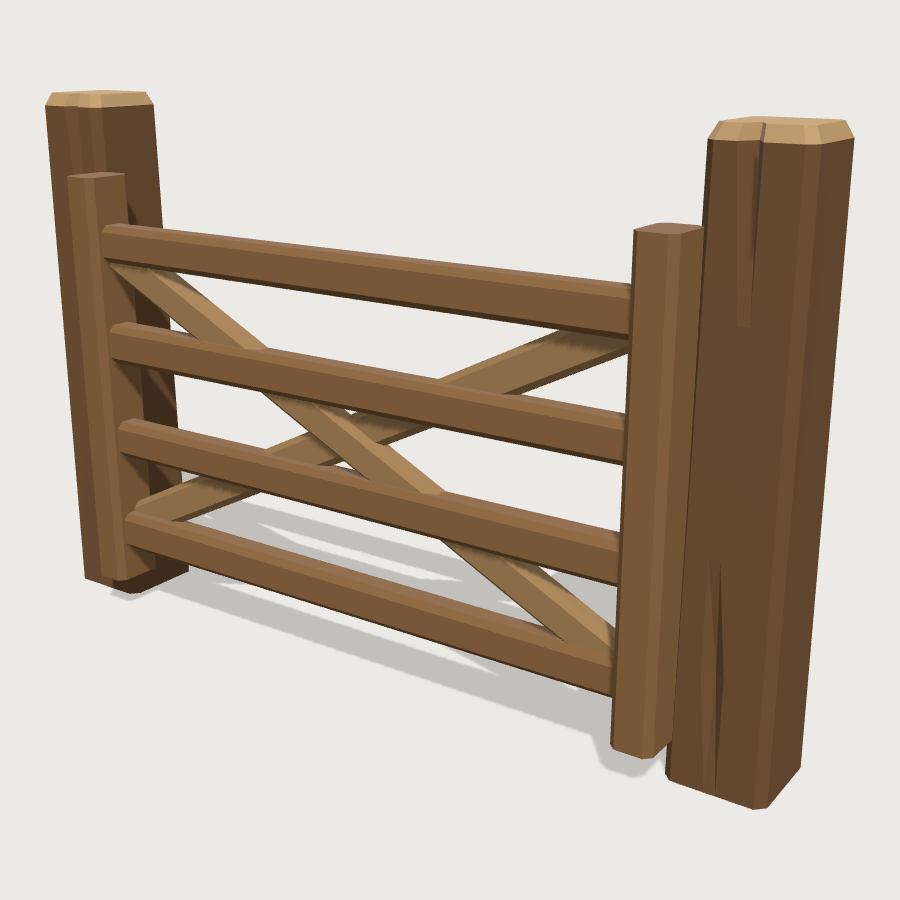 Wooden Fence Gate low-poly 3D model