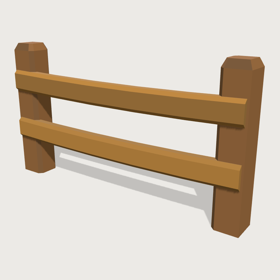 Wooden Fence Section low-poly 3D model