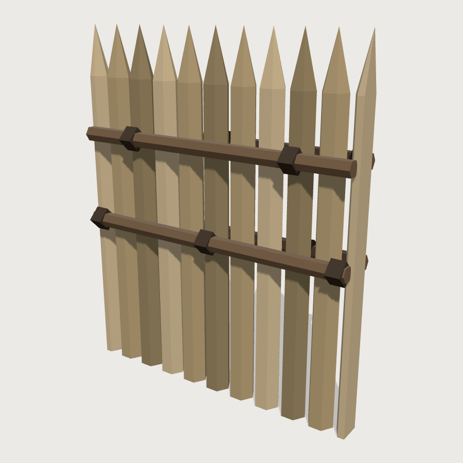 Wooden Palisade low-poly 3D model