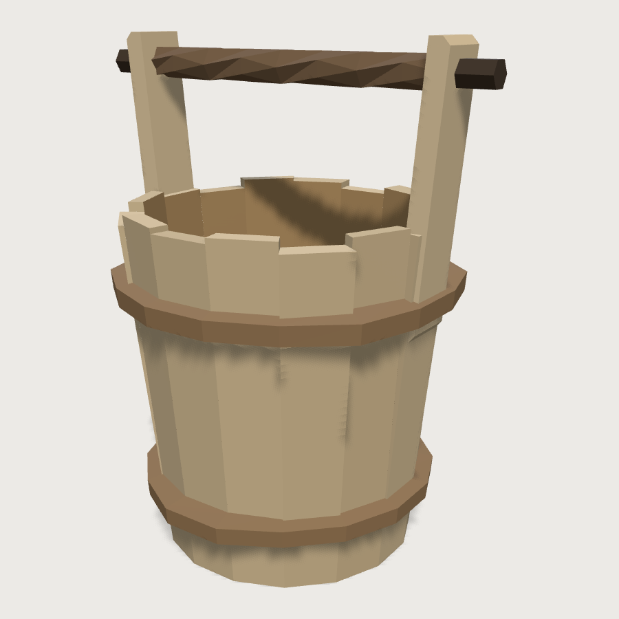 Wooden Teoke Bucket low-poly 3D model