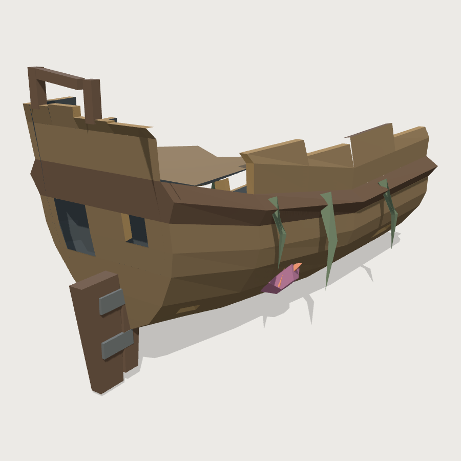 Wooden Wreck Stern Section low-poly 3D model