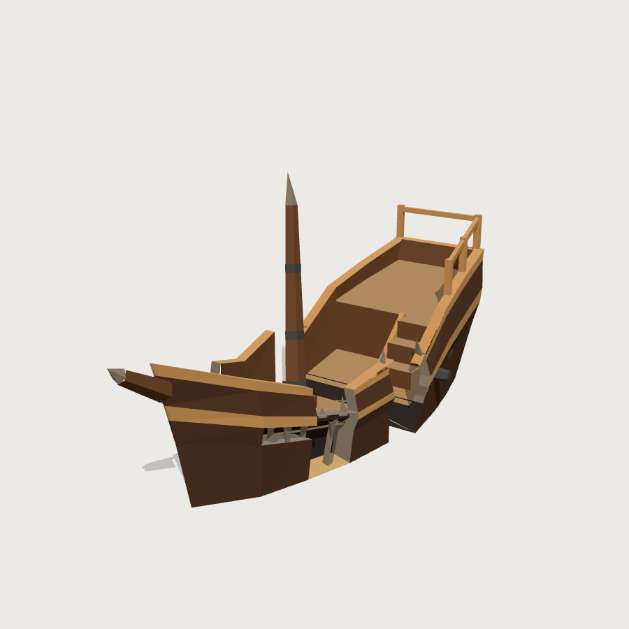 Wrecked Hull Section low-poly 3D model