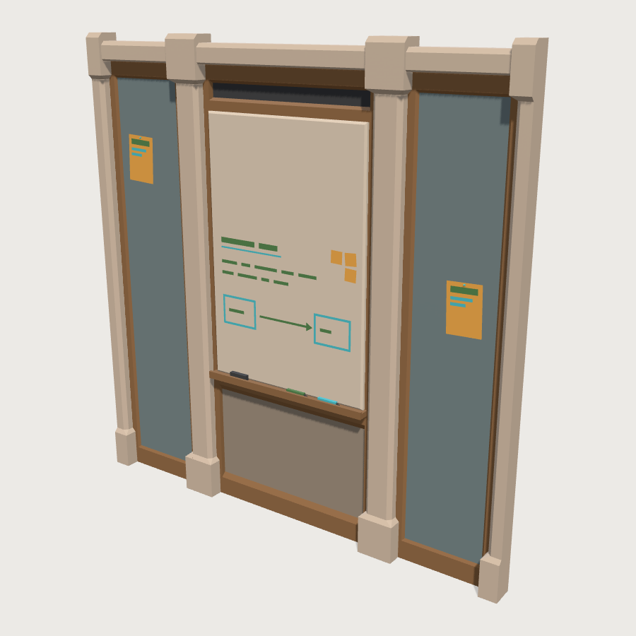 Writing Wall (Whiteboard) low-poly 3D model