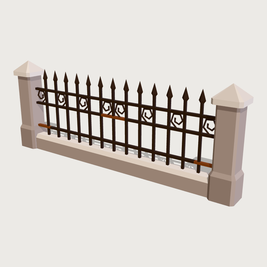 Wrought-Iron Cemetery Fence Run low-poly 3D model
