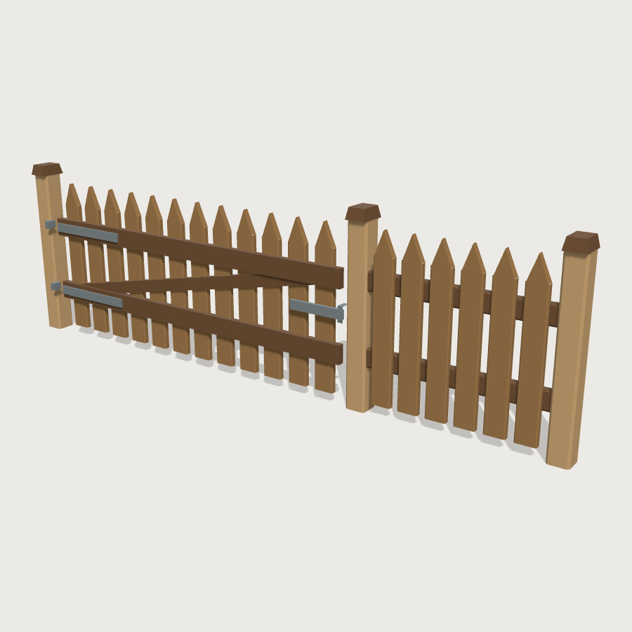 Yard Fence Gate Bay low-poly 3D model