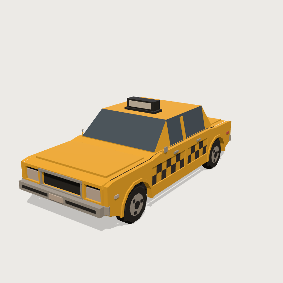 Yellow Cab low-poly 3D model