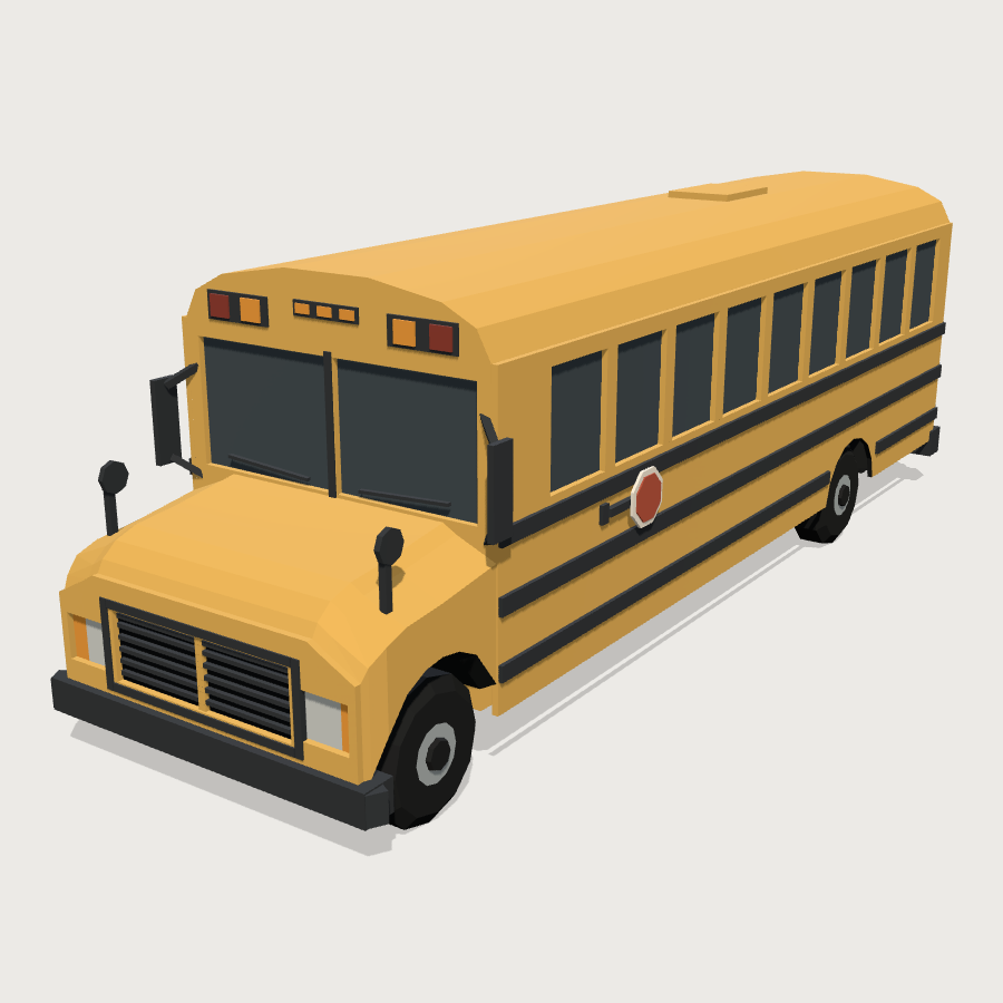 Yellow School Bus low-poly 3D model