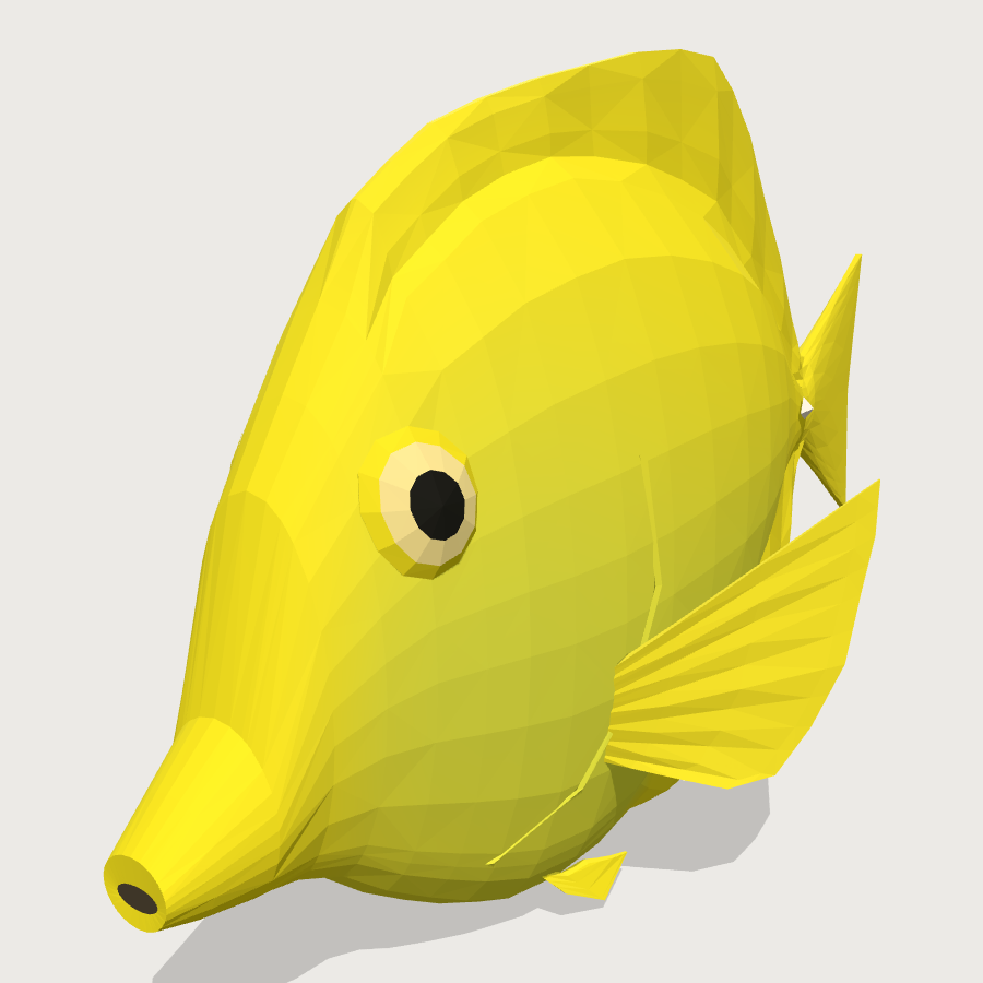 Yellow tang low-poly 3D model