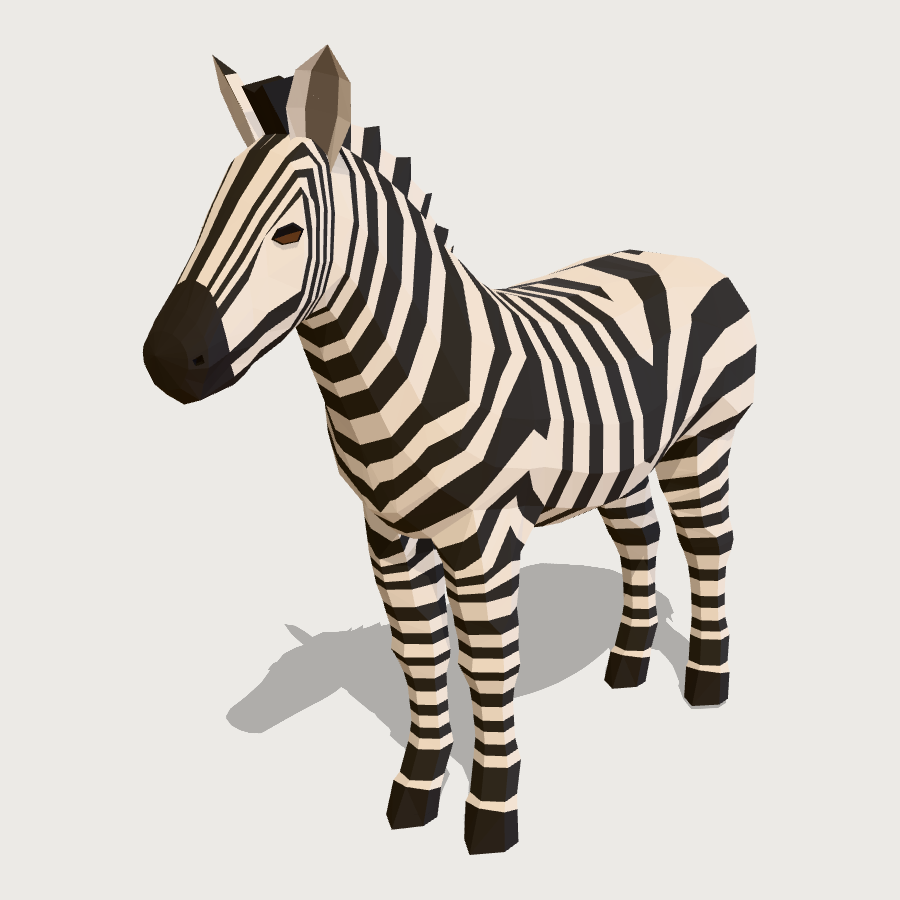 Zebra low-poly 3D model