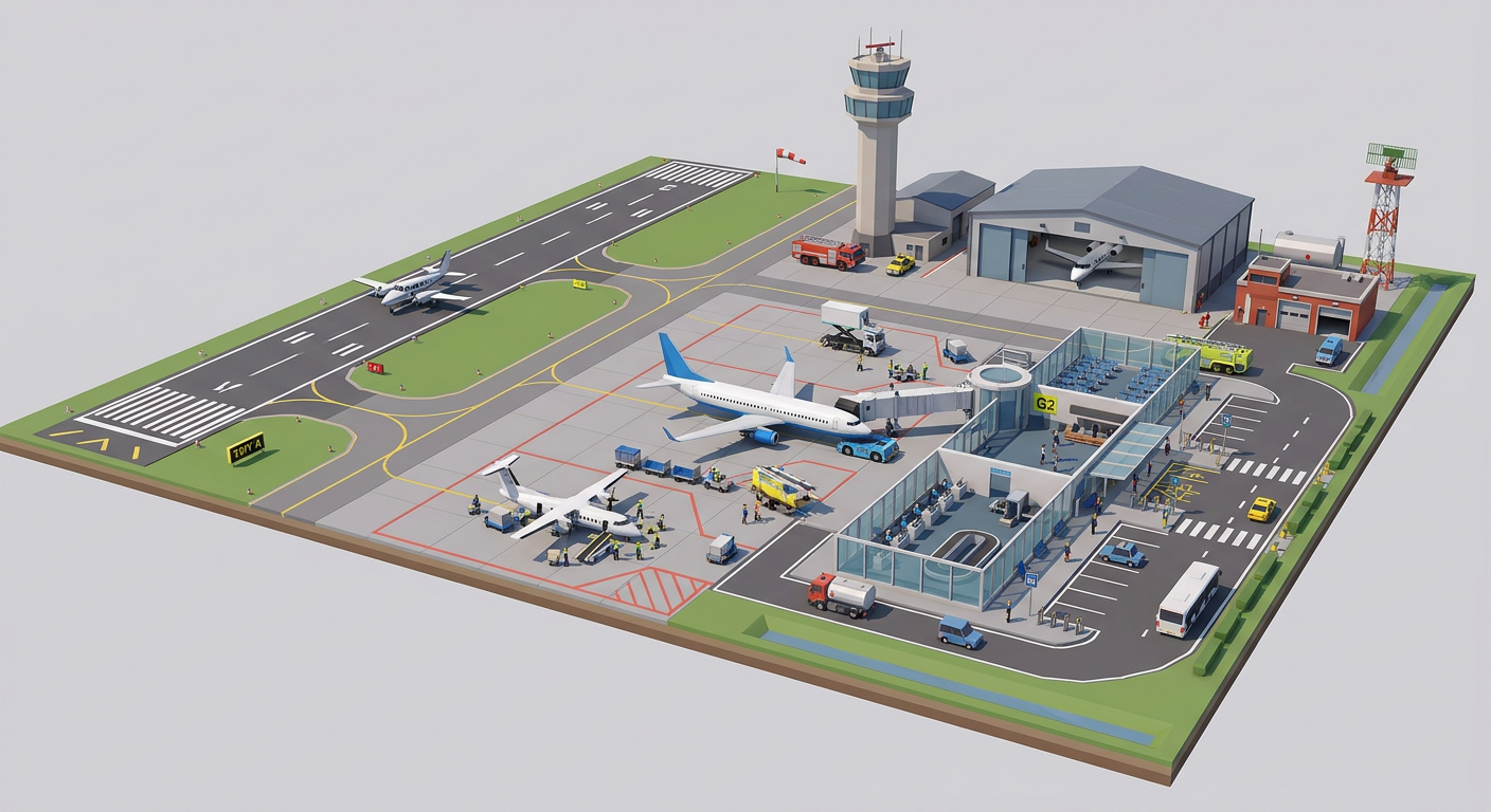 Airport low-poly 3D kit
